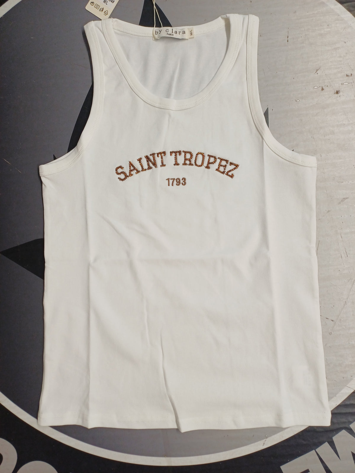 Débardeur brodé en perles SAINT TROPEZ
